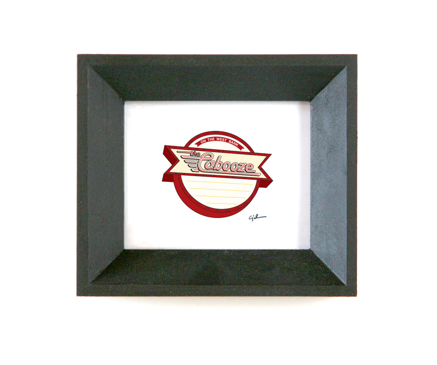 small framed drawing of the cabooze sign in minneapolis minnesota